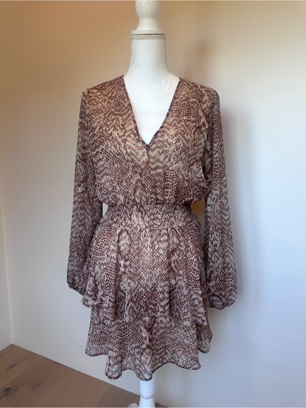 ZARA Snakeskin Print Tiered Mini Dress – Size Small – NWT